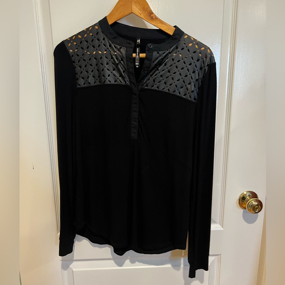 Karen Millen perforated faux leather black top.